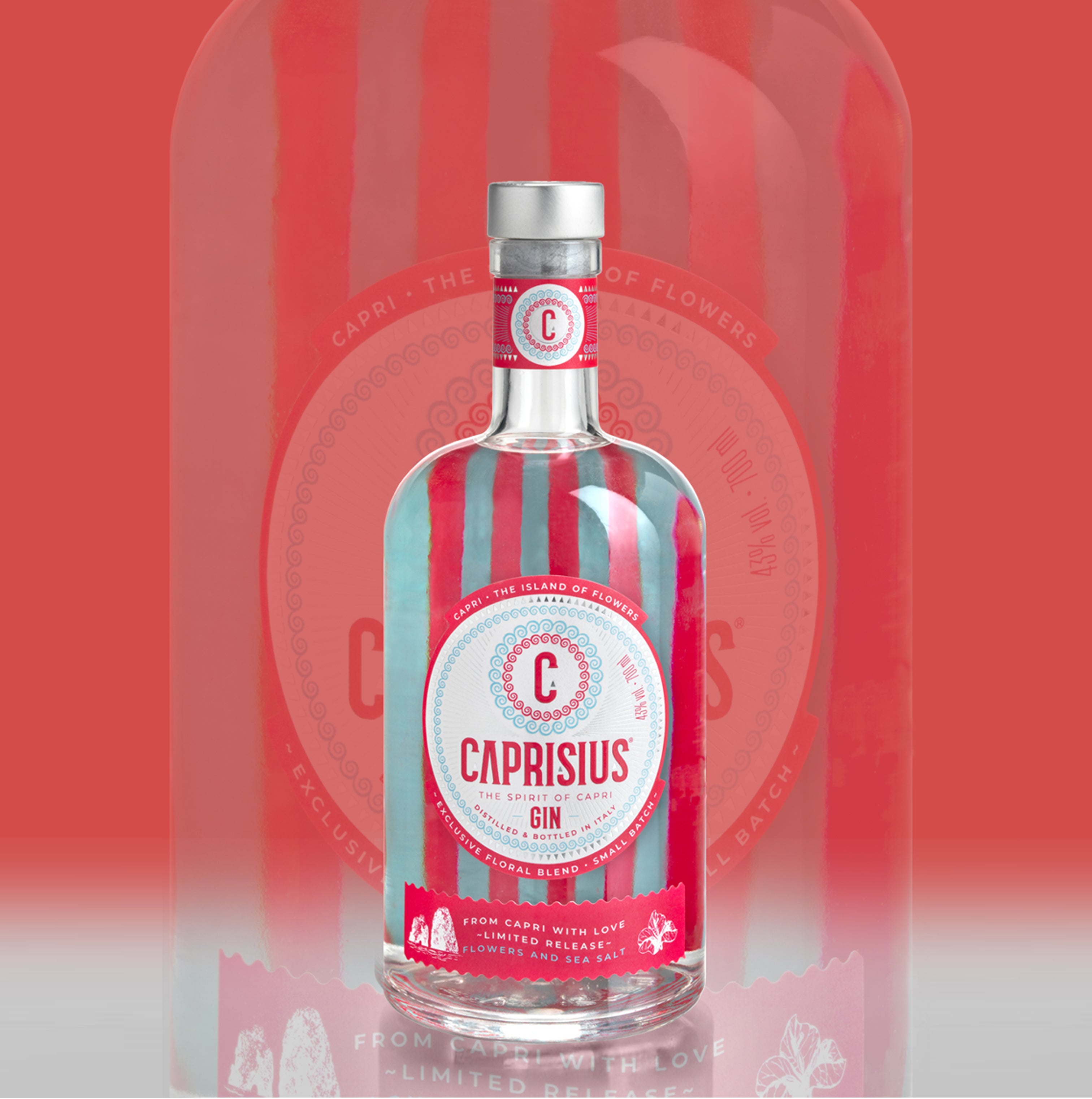 Caprisius gin Flower,Caprisius gin,gin artigianale italiano,gin ispirato a Capri,botaniche mediterranee,gin campano,gin ispirato ai Faraglioni di Capri, gin italiano,fiori di Capri