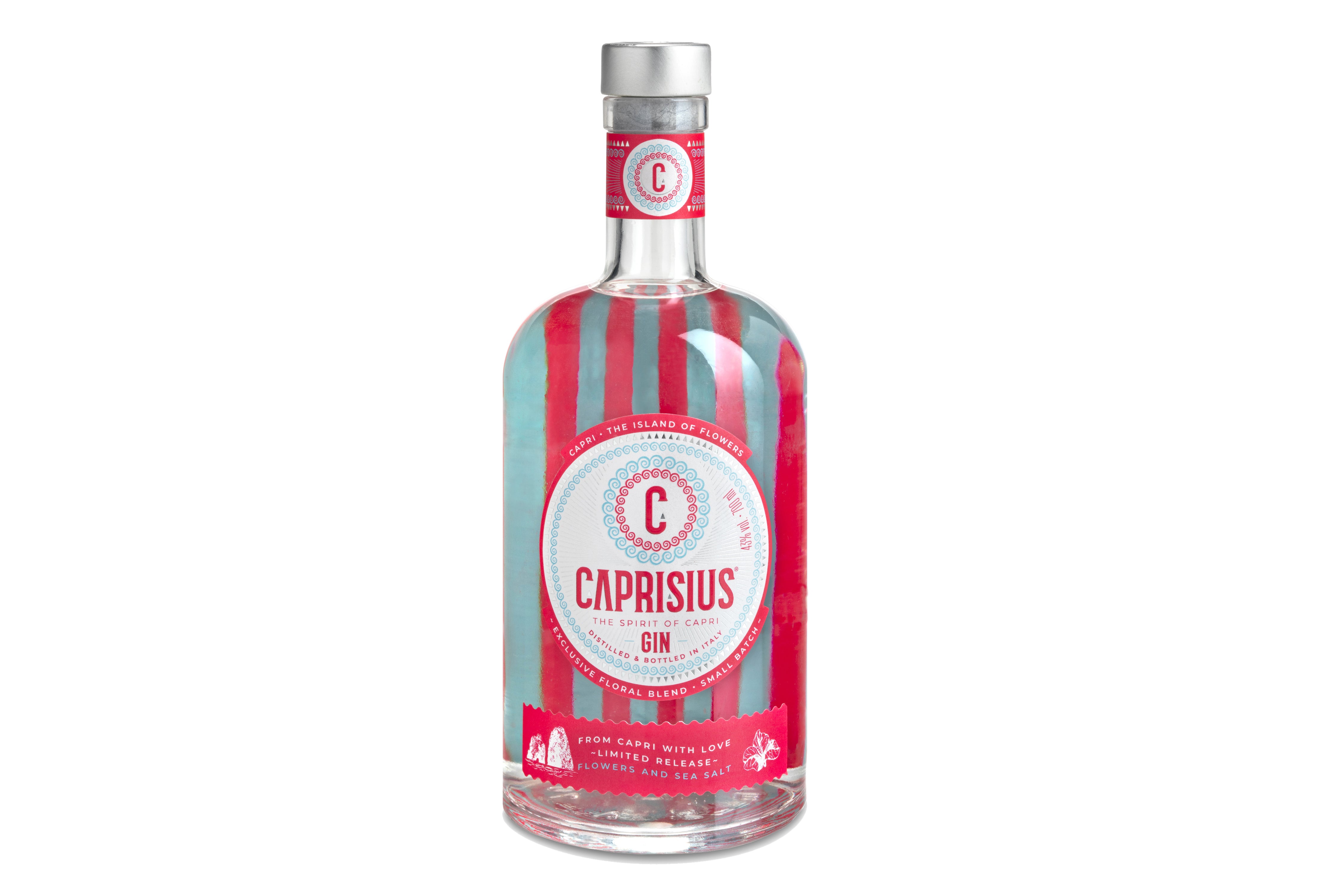 Caprisius gin Flower,Caprisius gin,gin artigianale italiano,gin ispirato a Capri,botaniche mediterranee,gin campano,gin ispirato ai Faraglioni di Capri, gin italiano,fiori di Capri, gin bouganvillee,dry gin