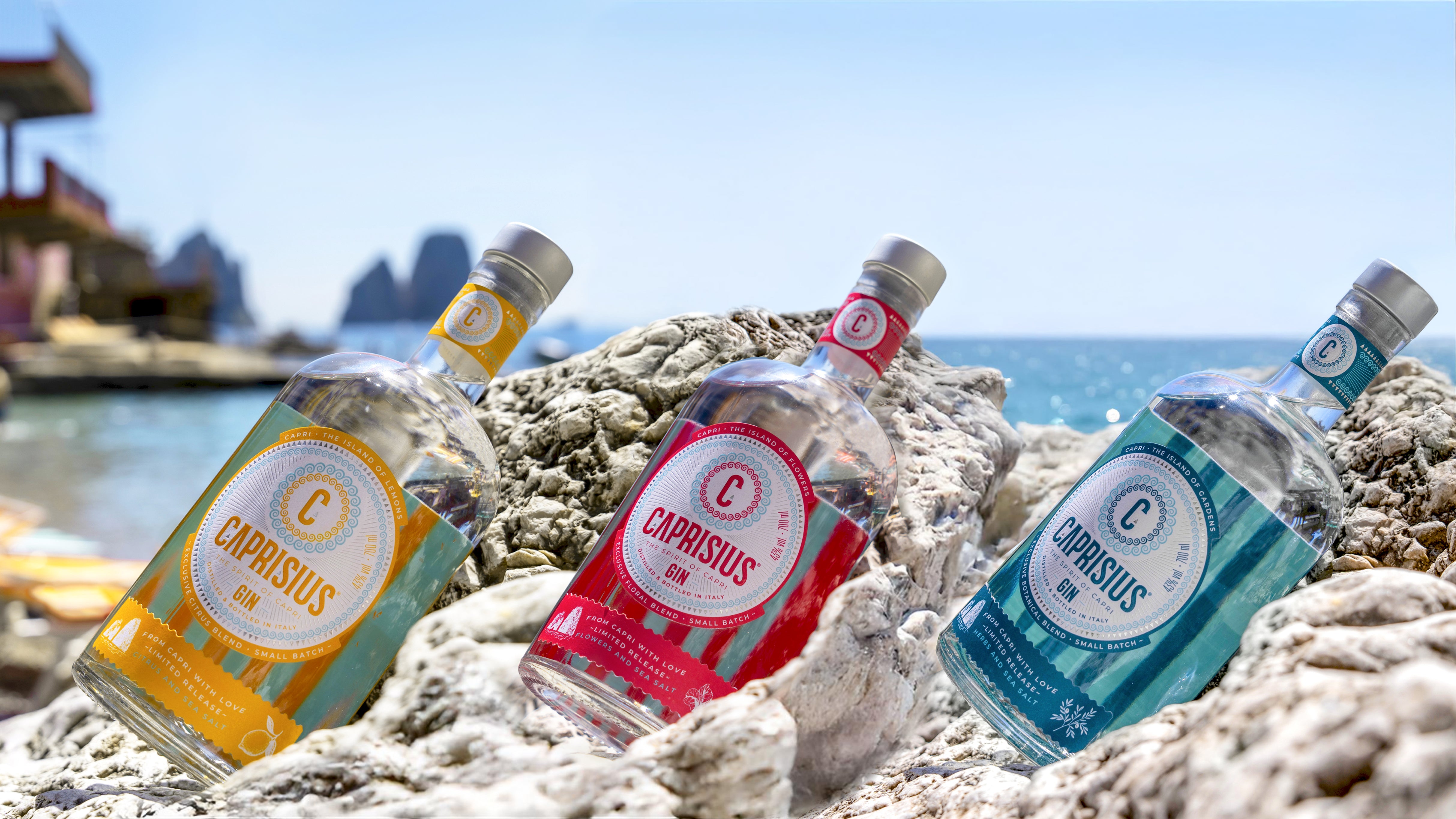 Caprisius gin,gin artigianale italiano,gin ispirato a Capri,botaniche mediterranee,gin campano,gin ispirato ai Faraglioni di Capri, gin italiano,Gin Fiori,Gin Erbaceo, Gin Agrumato, Limoni di capri gin, distillato italiano